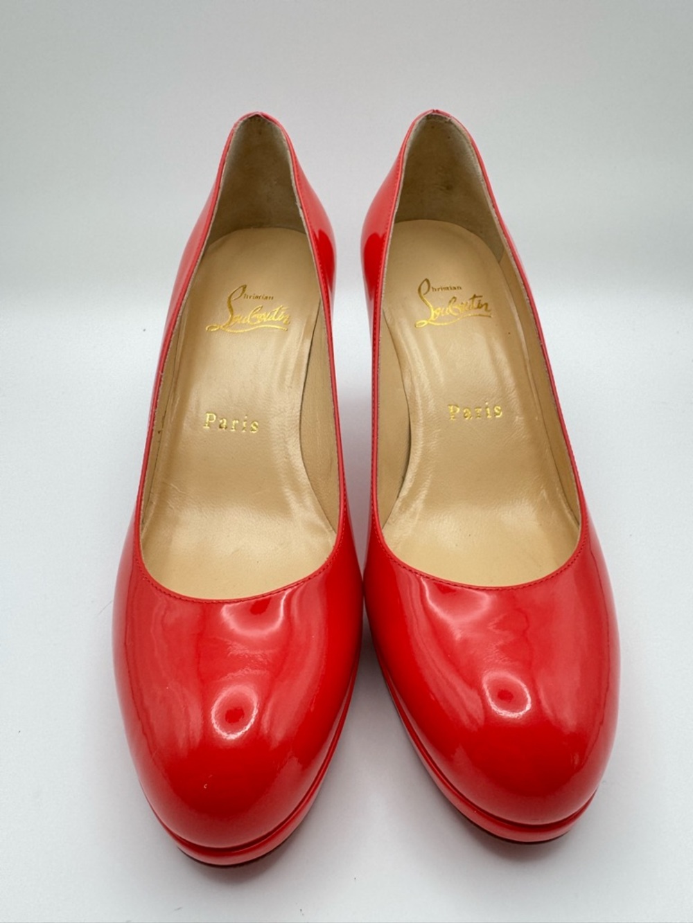 Christian Louboutin Corneille 100 Patent Coral Platform Pump Heels 37 - Picture 3 of 8